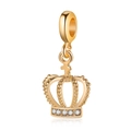 Golden crown bracelet charm with hollow design and five sparkling zircon stones - Gold Crown (DGB1261)
