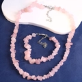 Böhmisches Set aus rosa Kristallsteinen mit Halskette und Armband und Silberkette - Halskette und Armband Set / Rosa