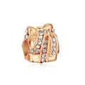 Rose gold gift box charm bead with white zircon stones for DIY charm bracelets - Rhinestone Gift Box Style (35) / Rose Gold