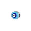 Blue evil eye charm bead in silver finish for DIY bohemian style bracelets - Silver