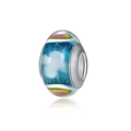 Blue cloud glass charm with silver core for DIY jewelry and beaded bracelets - Blue Rainbow Cloud
