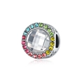 Rainbow crystal charm bead in S925 sterling silver with colorful zircon accents and cutouts - Colorful