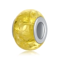 Yellow ice-cracked resin charm bead with silver metal core for DIY bracelet and necklace - Yellow