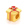 Abalorio de caja de regalo dorada con cinta de esmalte rojo y circón para pulseras DIY - Caja de Regalo Dorada (21)