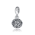 Ethnic antique silver hollow heart charm bead for DIY bracelets and necklaces - Antique Silver