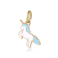 Pendentif licorne coloré avec émail blanc et bleu en finition dorée pour bijoux DIY - Bleu
