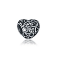 Antique hollow heart charm in vintage oxidized silver for DIY jewelry bracelets - Vintage Hollow Heart (ZAB366)