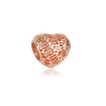 Abalorio de corazón hueco en oro rosa con patrones de labios para pulseras - Rosa oro