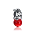 Christmas snowman charm with red faceted crystal for DIY beaded bracelets and jewelry - Snowman Red Crystal