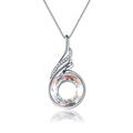Elegant silver peacock necklace with vibrant Austrian crystal pendant for women - Clear White