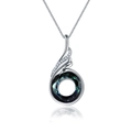 Elegant silver peacock necklace with Austrian gradient crystal and sparkling pavé crystals - Blue