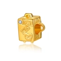 Golden suitcase charm with Travel With Mom engraving and crystal for DIY jewelry - Suitcase Shape (CTB988)