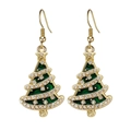Kerstboom oorbellen met groen emaille en fonkelende witte kristallen steentjes - Groene Kerstboom 02