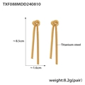 Pendientes de nudo en acero de titanio dorado con borlas largas de cadena serpiente - Pendientes Dorados (TXF088)