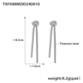 Pendientes colgantes de acero de titanio plateado con nudo y cadena de serpiente 8,5cm - Pendientes Plateados (TXF088)