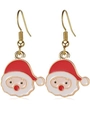 Kerstman oorbellen met rode muts en witte baard in goudkleurige kerstuitvoering - Kerstman