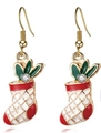 Kerstsok hangoorbellen in rood en wit emaille met gouden haak voor een feestelijke look - Blad Kerstsok