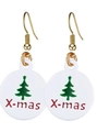 Kerstboom oorbellen met X-mas belettering en witte ronde bedel voor feestelijke stijl - Witte Kerstboom