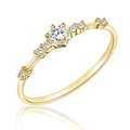 Minimalist gold ring featuring seven sparkling round diamonds on a polished slender band - US 6 / Gold