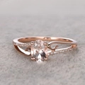 Rose gold engagement ring featuring an oval pink gemstone and twisted vine pave diamonds - US 6 / Rose Gold