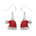 Christmas hat earrings with red and white sparkling rhinestones on a white background - Red Christmas Hat
