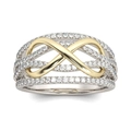Zweifarbiger Unendlichkeitsring mit Goldbeschichtung und Kristallen für Damen - US 6 / Zweifarbige Gold