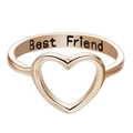 Rose gold Best Friend hollow heart ring with internal engraving on white background - Size 5 / Rose Gold