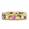 Golden butterfly ring with colorful pink and blue zircon inlay for women - US 6 / Blue Pink Gold