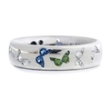 Polished silver butterfly ring with colorful blue and green zircon stones on white background - US 6 / Silver with Blue & Green Zirconia