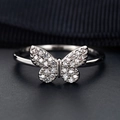 Minimalist S925 silver ring featuring a sparkling micro-pave butterfly with clear zircons - US 5 / Silver