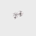 Detailed close-up of a silver spider stud earring with a secure screw ball back closure - Spider Shape (E951)
