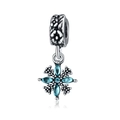 S925 sterling silver blue snowflake charm pendant with zircon for DIY bracelets - Blue Gemstone Snowflake Style (1)