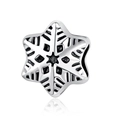 Silberne Schneeflocken-Perle für DIY-Armbänder mit fein gravierten schwarzen Mustern - Sternenflair Schneeflocke Stil (14)