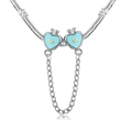 Blaues Emaille-Herzschloss Krone Sicherheitskette Anhänger aus S925 Silber für Armbänder - Blaues Herz Krone Design / Blau