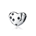 Poliertes Herz-Charm aus Silber mit Sternenmuster für modulare Charm-Armbänder - Sternenhimmel Herz Stil (15)