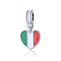Ciondolo a cuore bandiera italiana con smalto verde bianco rosso e finitura argento - Cuore Italia