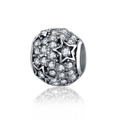 Sparkling S925 silver star charm with pavé cubic zirconia for DIY bracelets - White