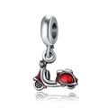Abalorio de scooter en plata 925 con esmalte rojo para pulseras y collares - Estilo de Scooter Retro (10)