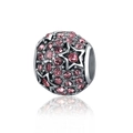 Starry sky sphere charm with pink zircon pavé setting and hollow star design for DIY bracelet - Pink