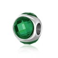 Macro shot of green multifaceted crystal charm with silver core for DIY jewelry - Dark Green