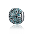Starry sky charm bead in S925 silver with light blue cubic zirconia for DIY bracelets - Blue