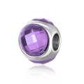 Macro di perla sfaccettata color lavanda occhio di gatto con nucleo in argento lucido per charms - Viola