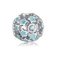 Hohlstern-Perle mit himmelblauer Emaille und Zirkon für die Schmuckherstellung - Blau