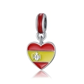 Colgante de corazón con bandera de España en plata y esmalte para pulseras y collares DIY - Bandera de España