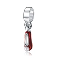 Ciondolo scarpetta da ballo smaltata rossa con perla bianca per braccialetti fai da te - Rosso
