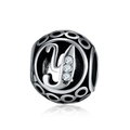 Macro detail of镂空 letter Y charm bead with sparkling white zircons for DIY jewelry - Letter Y