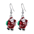 Orecchini natalizi pendenti con Babbo Natale in smalto rosso e bianco su ganci argento - Babbo Natale