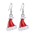 Orecchini pendenti natalizi a cappello di Babbo Natale in smalto rosso e stella d'argento - Cappello natalizio