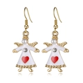 Orecchini angelo dorati con smalto bianco e cuore rosso come regalo di Natale per donne - Angelo