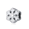 Exquisito amuleto de copo de nieve en metal plateado con esmalte blanco y circonitas - Estilo Copo de Nieve (18)